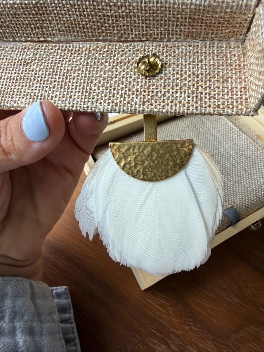 Brackish 24k Handmade Quail Feather Earrings - Picture 7 of 16